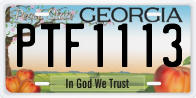 GA license plate PTF1113