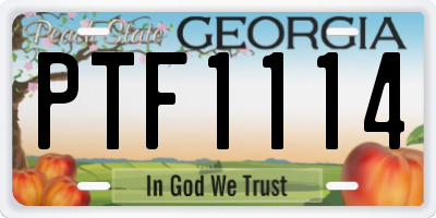 GA license plate PTF1114