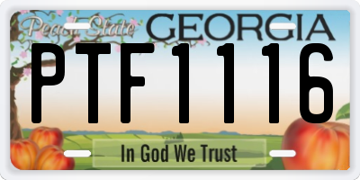 GA license plate PTF1116