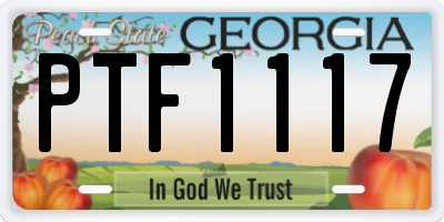 GA license plate PTF1117