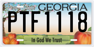 GA license plate PTF1118