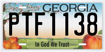 GA license plate PTF1138