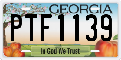 GA license plate PTF1139
