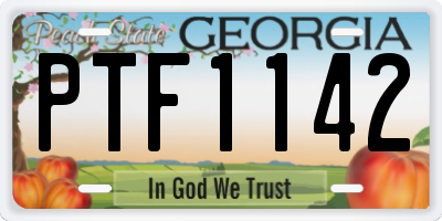 GA license plate PTF1142