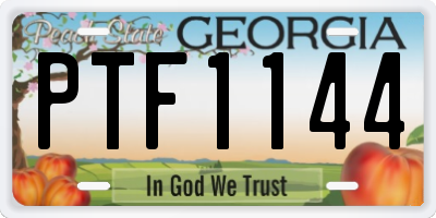 GA license plate PTF1144