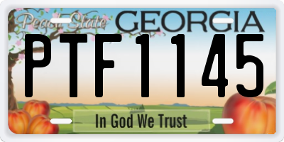 GA license plate PTF1145