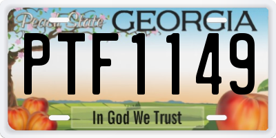 GA license plate PTF1149
