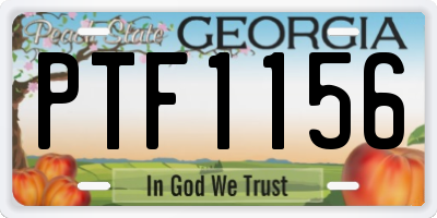 GA license plate PTF1156