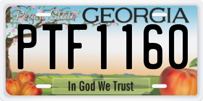 GA license plate PTF1160