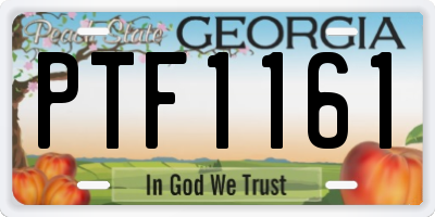 GA license plate PTF1161