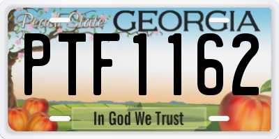 GA license plate PTF1162