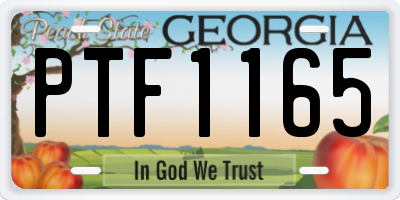 GA license plate PTF1165