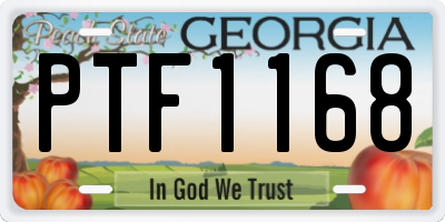 GA license plate PTF1168
