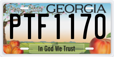 GA license plate PTF1170