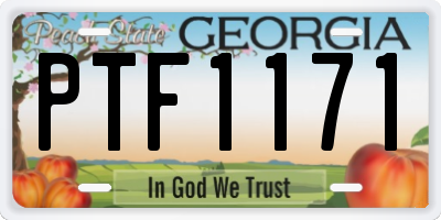 GA license plate PTF1171