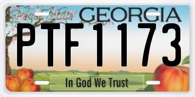 GA license plate PTF1173
