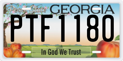 GA license plate PTF1180