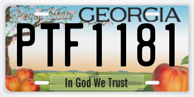 GA license plate PTF1181