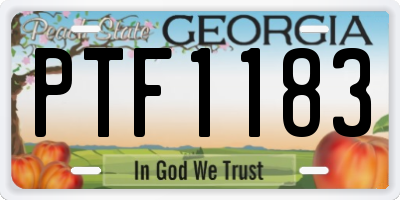 GA license plate PTF1183