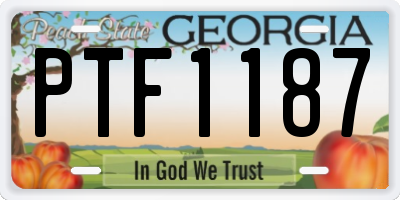 GA license plate PTF1187
