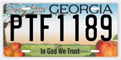 GA license plate PTF1189