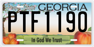 GA license plate PTF1190