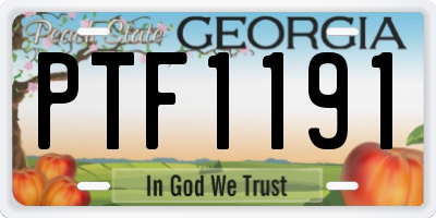 GA license plate PTF1191