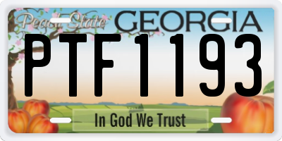 GA license plate PTF1193