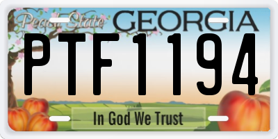 GA license plate PTF1194