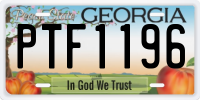 GA license plate PTF1196