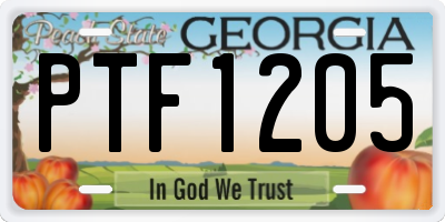 GA license plate PTF1205