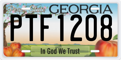 GA license plate PTF1208