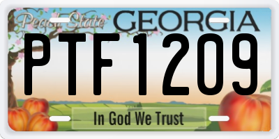 GA license plate PTF1209