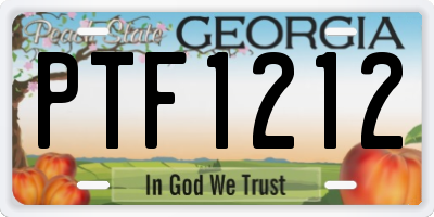GA license plate PTF1212