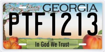 GA license plate PTF1213