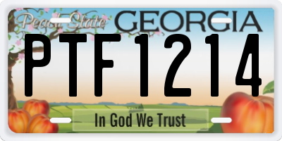 GA license plate PTF1214