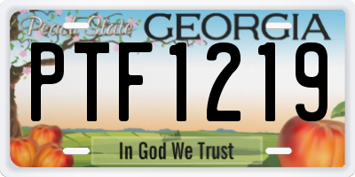 GA license plate PTF1219