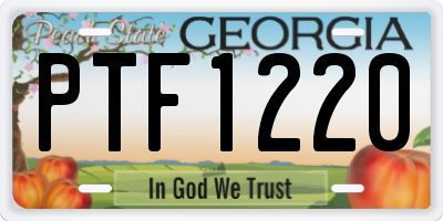 GA license plate PTF1220