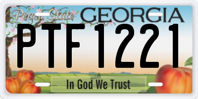 GA license plate PTF1221