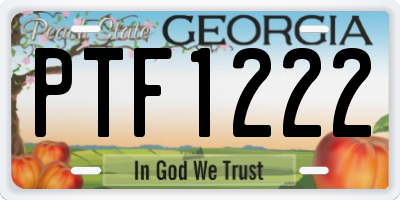 GA license plate PTF1222