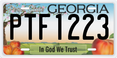 GA license plate PTF1223