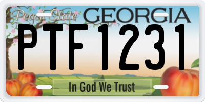 GA license plate PTF1231
