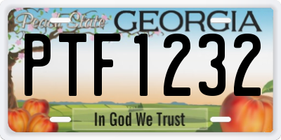 GA license plate PTF1232