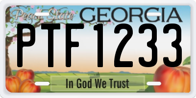 GA license plate PTF1233