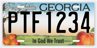 GA license plate PTF1234