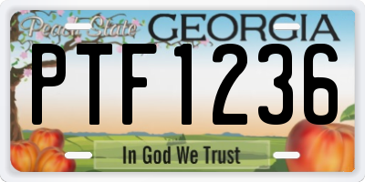 GA license plate PTF1236