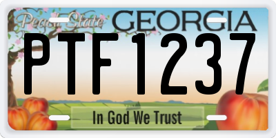GA license plate PTF1237