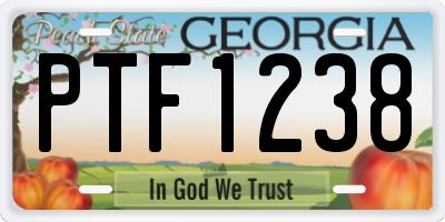 GA license plate PTF1238