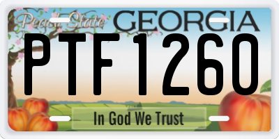 GA license plate PTF1260