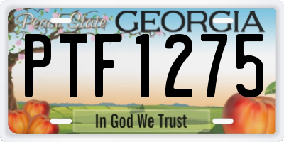 GA license plate PTF1275